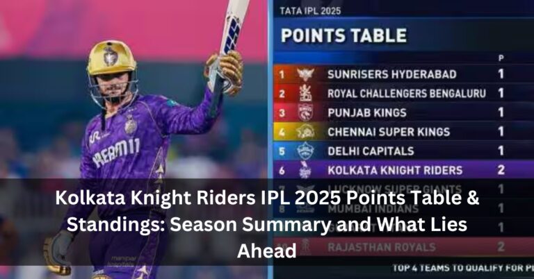 Kolkata Knight Riders IPL 2025 Points Table & Standings: Season Summary and What Lies Ahead